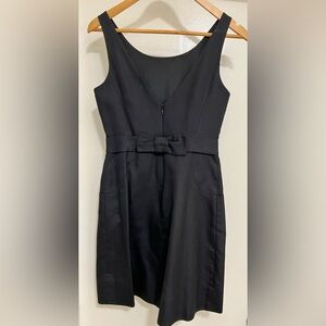 J. Crew Black V-Back Petite Dress with Bow P0